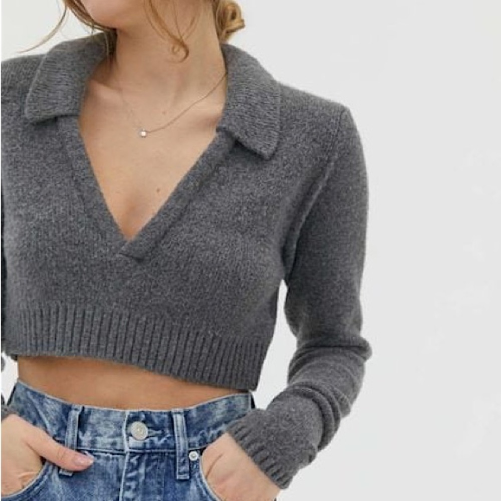 NWT Urban Outfitters Walter Collared Cropped Sweater